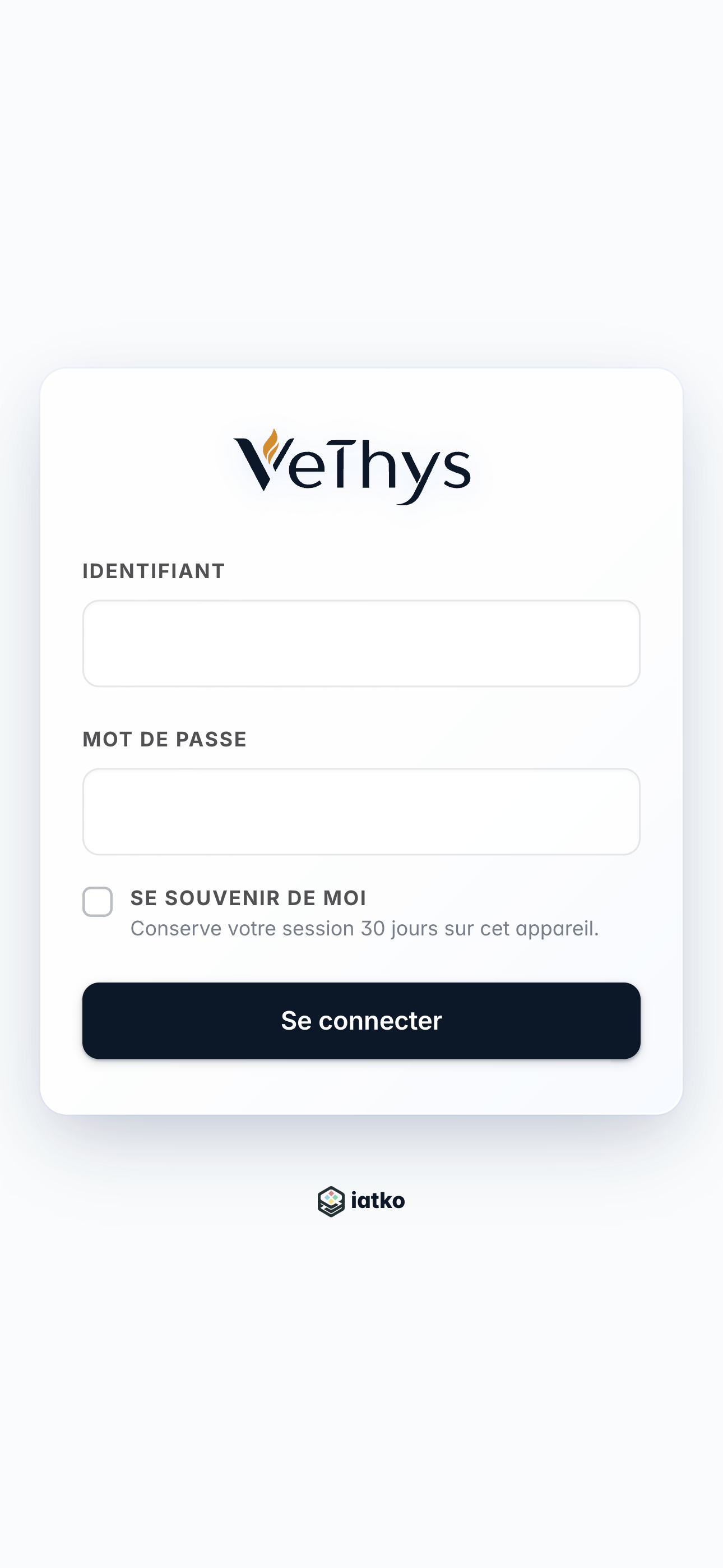 Vethys mobile : connexion
